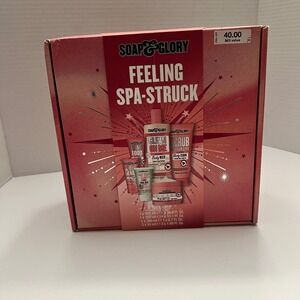 New in Box Soap & Glory Feeling Spa-Struck Gift Set Body Wash Scrub Butter Cream